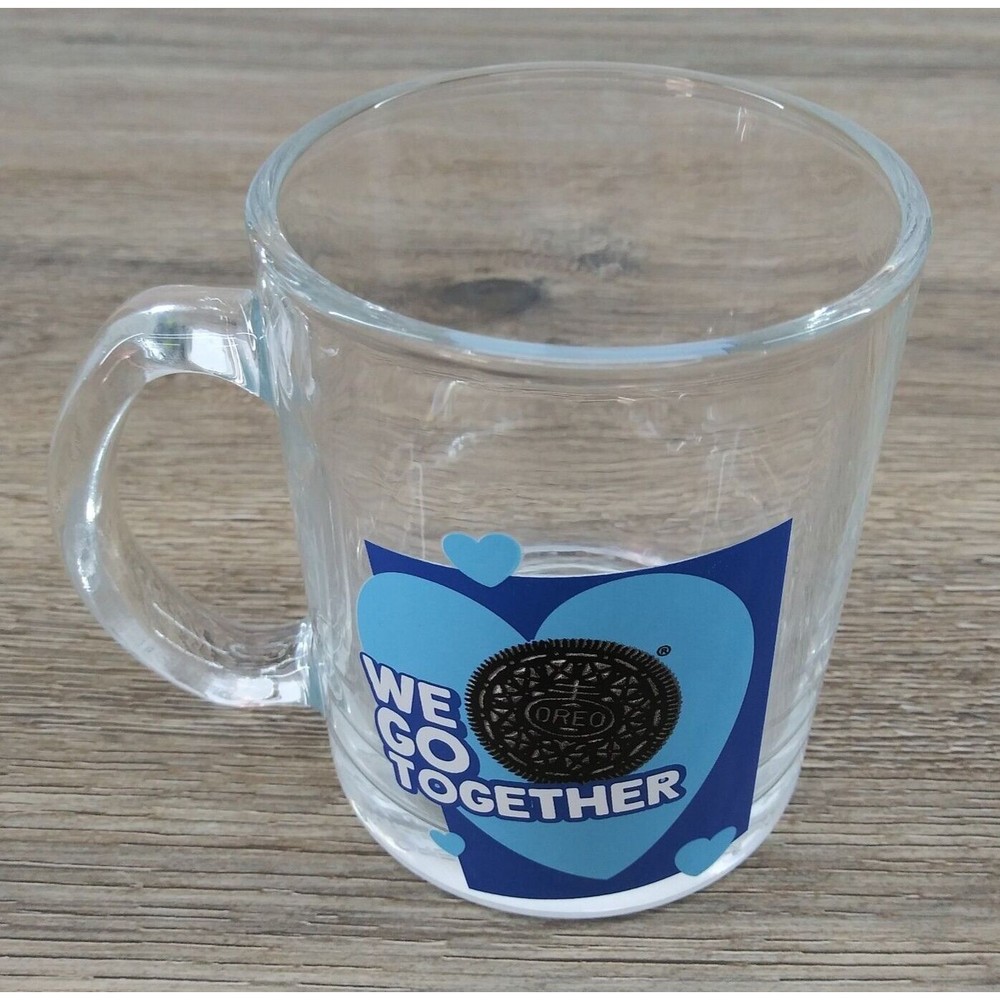 Oreo 10oz Clear Glass Cup Mug "We Go Together”